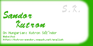 sandor kutron business card